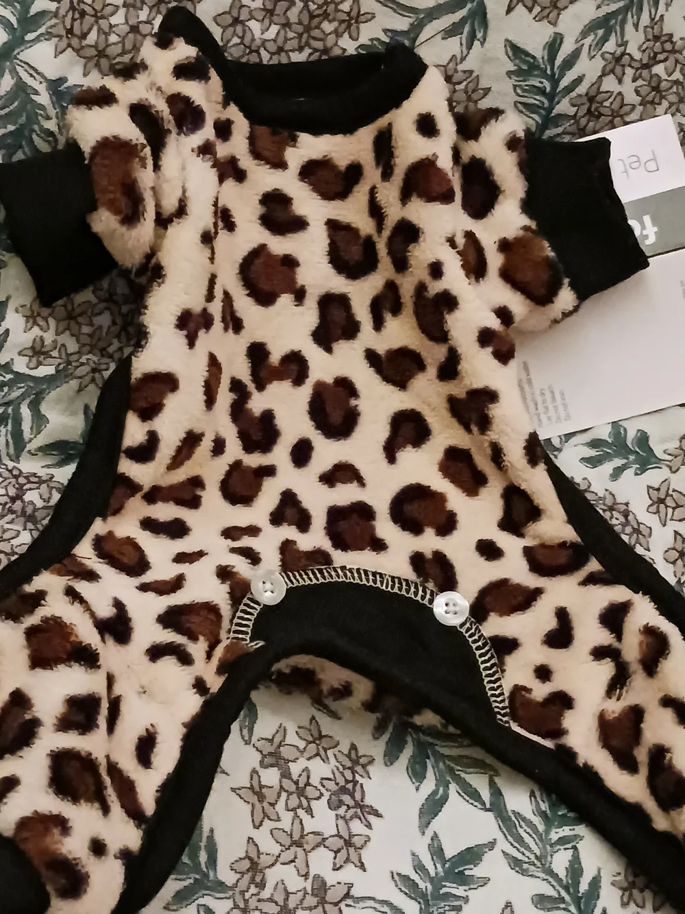 FabDog Animal Print Plush Dog Onesie Fleece Pajamas